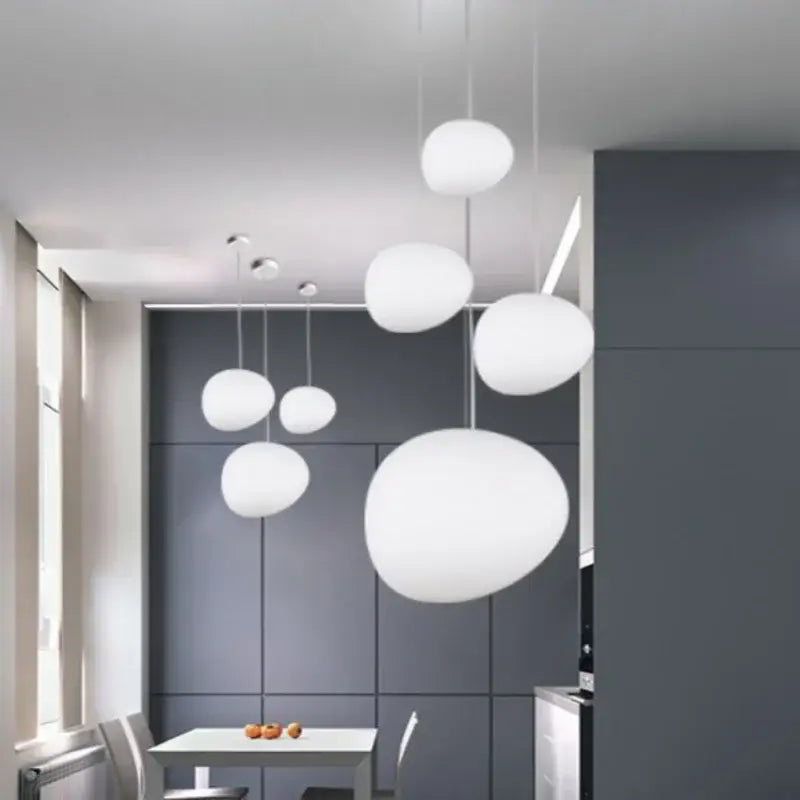 Modern minimalist white glass ball led pendant lights living room