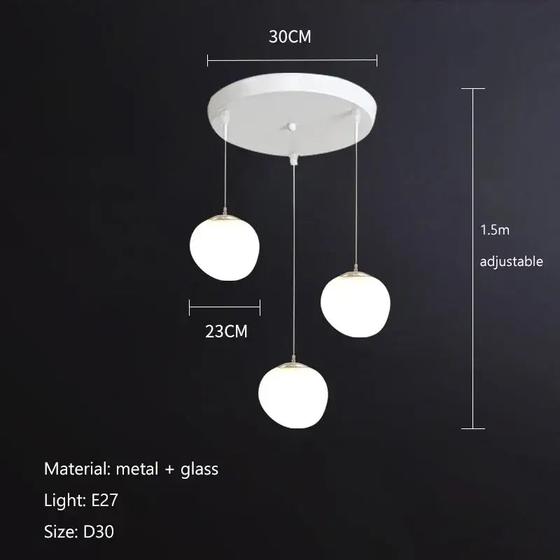 Modern minimalist white glass ball led pendant lights living room