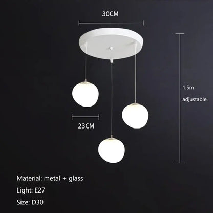 Modern minimalist white glass ball led pendant lights living room