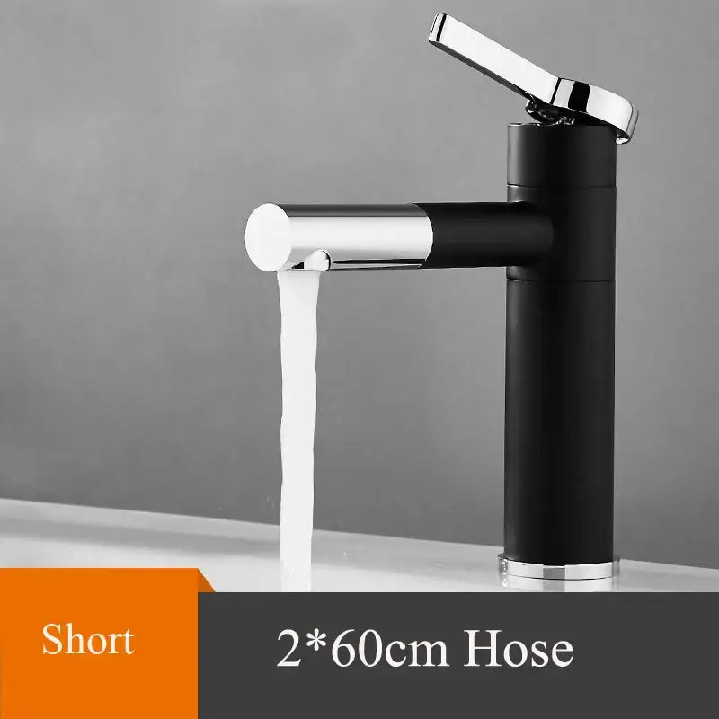 Modern minimalist white & gold black brass bathroom sink faucet