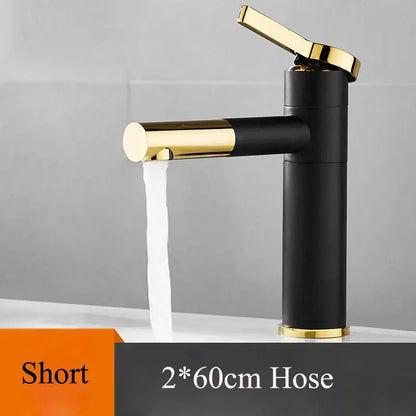 Modern minimalist white & gold black brass bathroom sink faucet