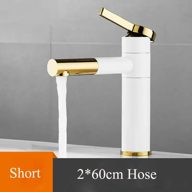 Modern minimalist white & gold black brass bathroom sink faucet