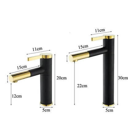 Modern minimalist white & gold black brass bathroom sink faucet