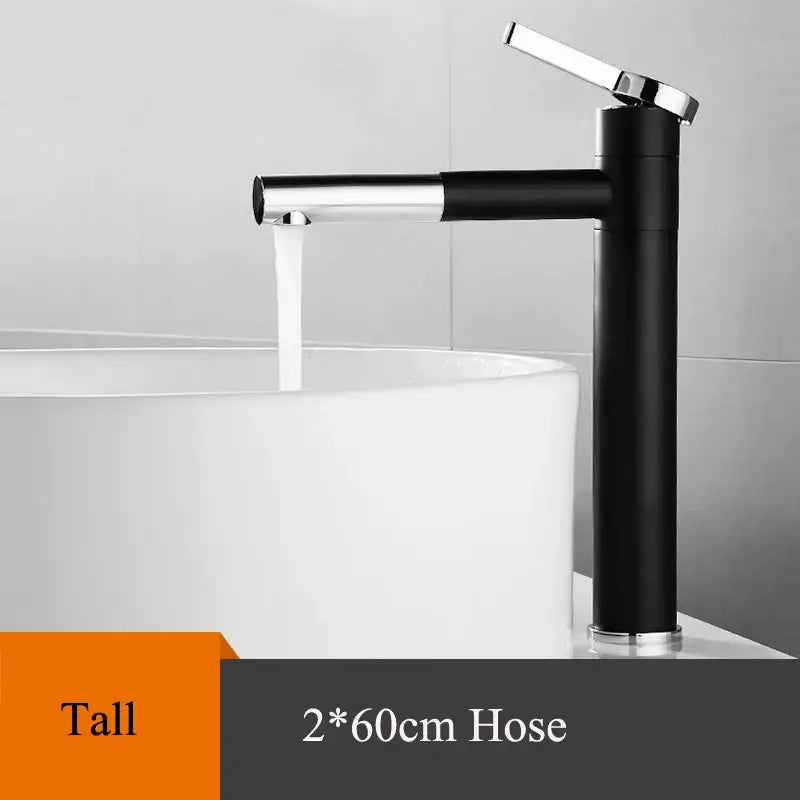Modern minimalist white & gold black brass bathroom sink faucet