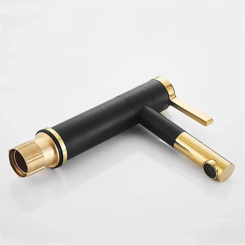 Modern minimalist white & gold black brass bathroom sink faucet