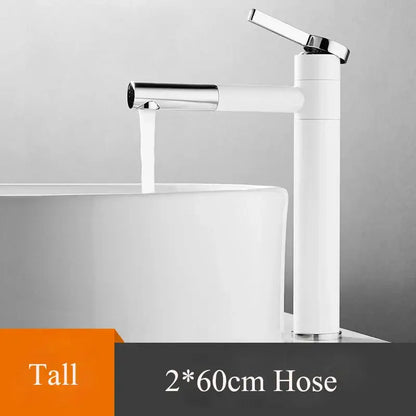 Modern minimalist white & gold black brass bathroom sink faucet