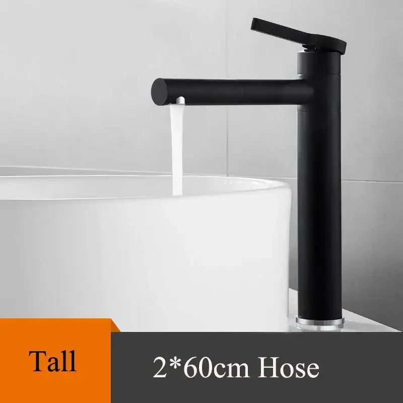 Modern minimalist white & gold black brass bathroom sink faucet