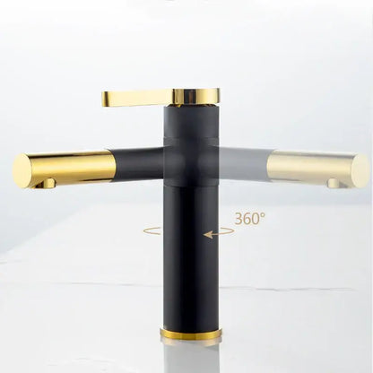 Modern minimalist white & gold black brass bathroom sink faucet