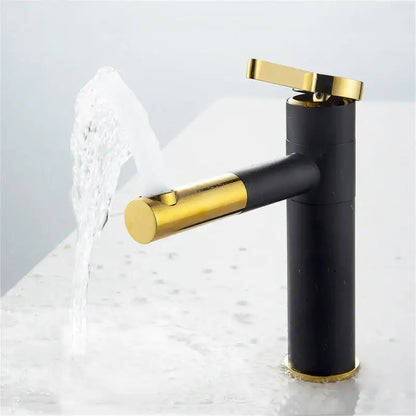 Modern minimalist white & gold black brass bathroom sink faucet