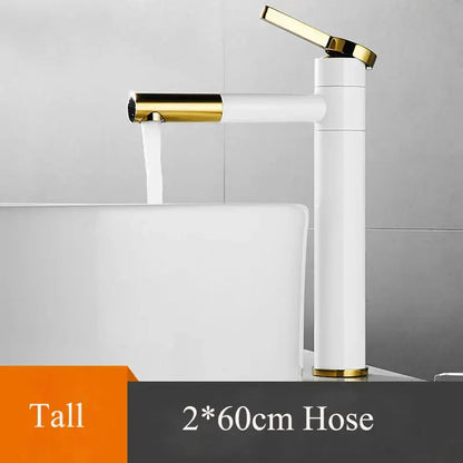 Modern minimalist white & gold black brass bathroom sink faucet