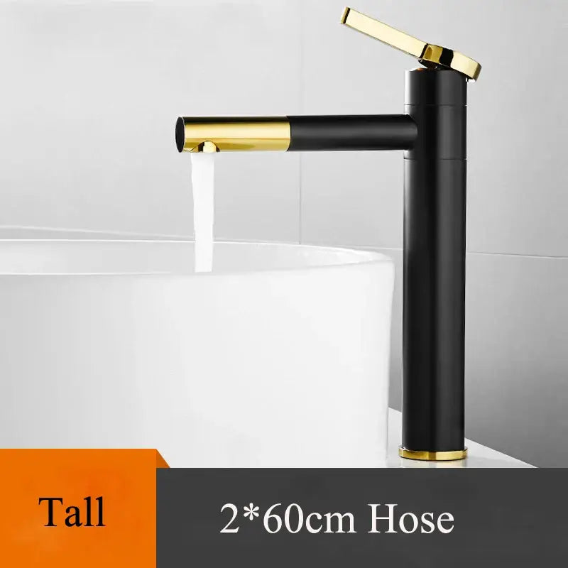 Modern minimalist white & gold black brass bathroom sink faucet
