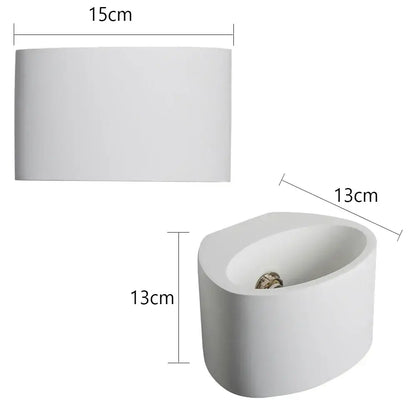 Modern minimalist white gypsum led wall lamp for bedroom lighting