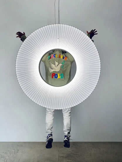 Modern minimalist white led pendant light bedroom round lamp