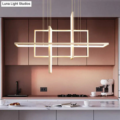 Modern minimalist white led rectangular pendant light kitchen x10 x12