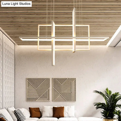 Modern minimalist white led rectangular pendant light kitchen x10 x12