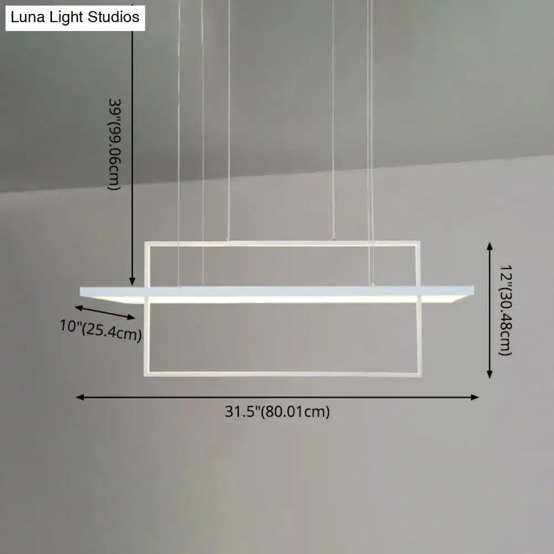 Modern minimalist white led rectangular pendant light kitchen x10 x12