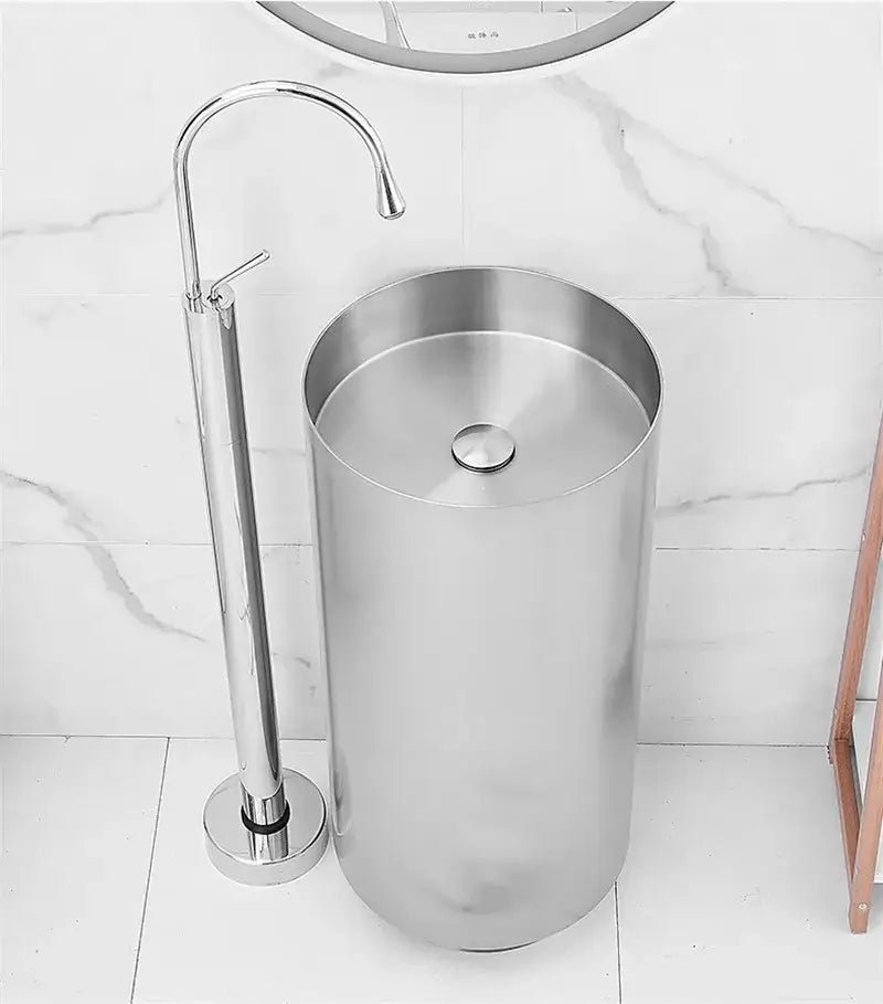 Modern minimalist white standing bathtub faucet bathroom curved spout
