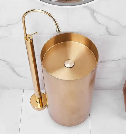 Modern minimalist white standing bathtub faucet bathroom curved spout