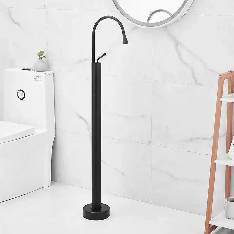 Modern minimalist white standing bathtub faucet bathroom curved spout