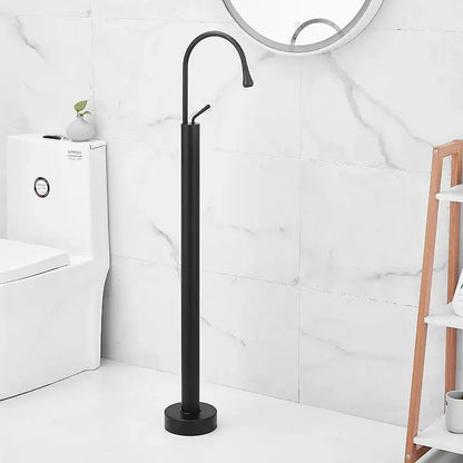 Modern minimalist white standing bathtub faucet bathroom curved spout