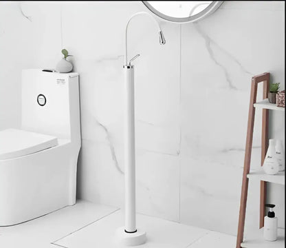 Modern minimalist white standing bathtub faucet bathroom curved spout