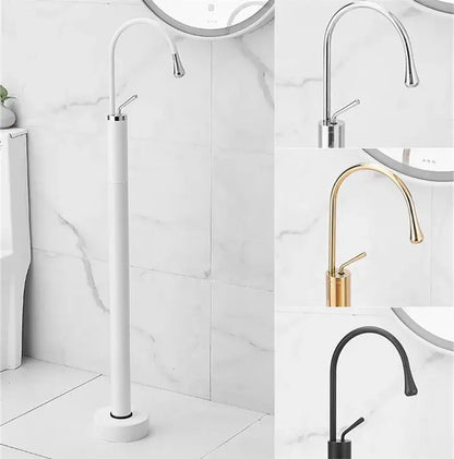 Modern minimalist white standing bathtub faucet bathroom curved spout