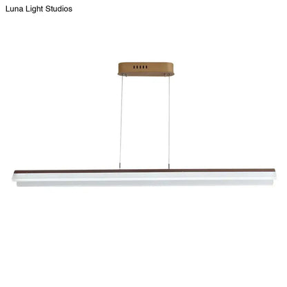 Modern minimalist white & wood pendant light fixture dining room