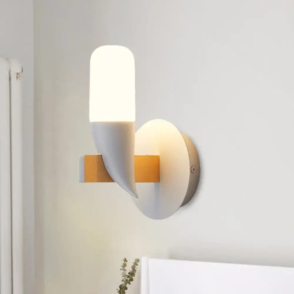 Modern minimalist white & wood wall lamp bedroom led wall light