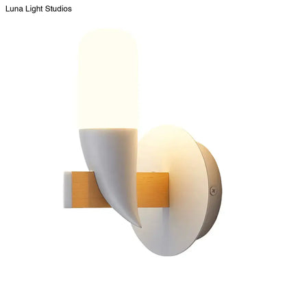 Modern minimalist white & wood wall lamp bedroom led wall light