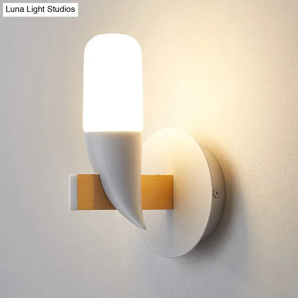Modern minimalist white & wood wall lamp bedroom led wall light