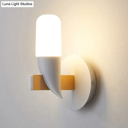 Modern minimalist white & wood wall lamp bedroom led wall light