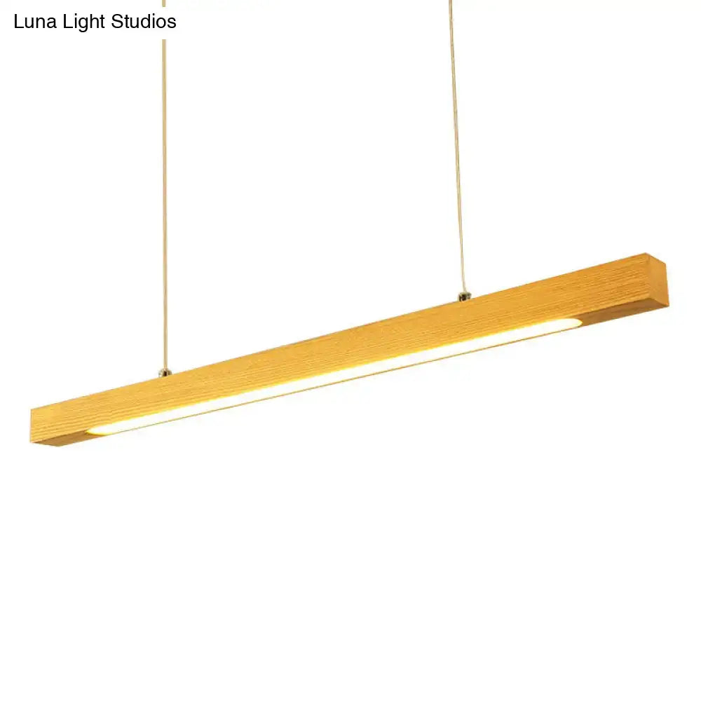 Modern minimalist wood linear island pendant light kitchen led strip