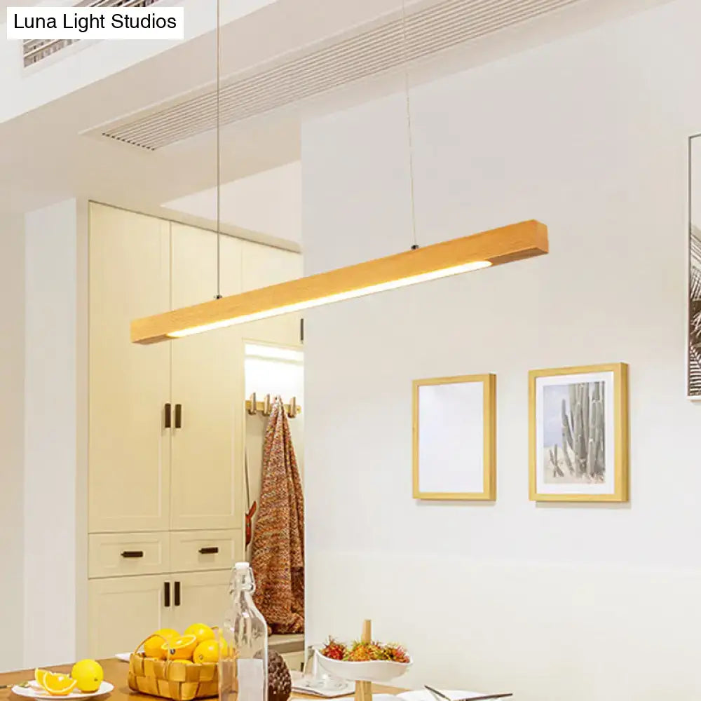 Modern minimalist wood linear island pendant light kitchen led strip