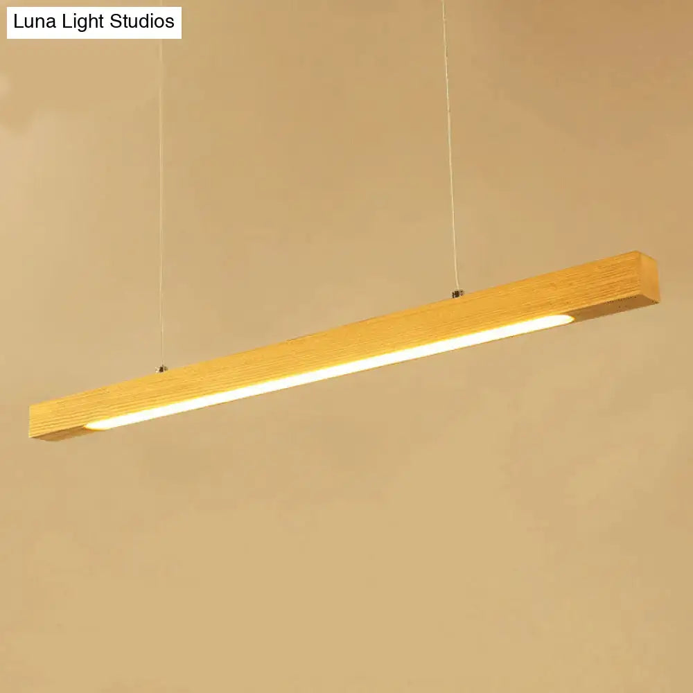 Modern minimalist wood linear island pendant light kitchen led strip