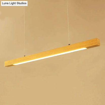 Modern minimalist wood linear island pendant light kitchen led strip