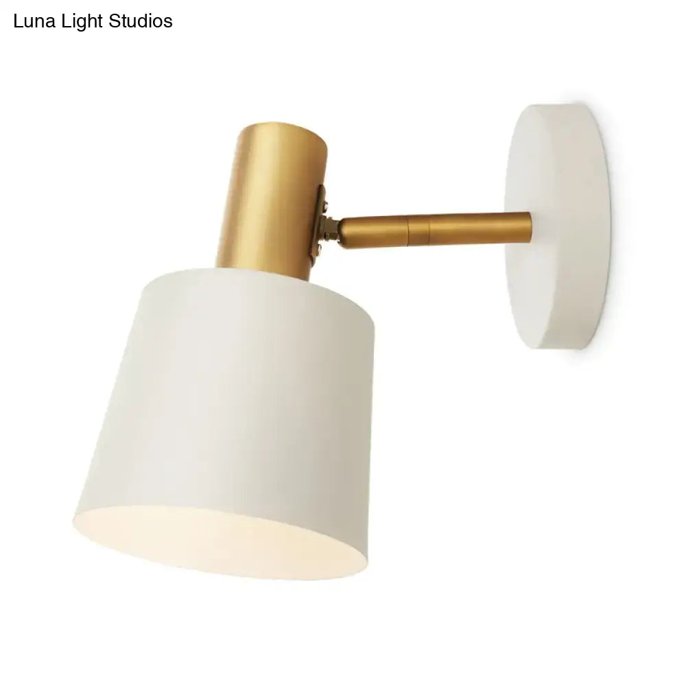 Modern mint green & gold metal drum sconce bedroom wall mounted lamp