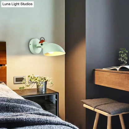 Modern mint green & red adjustable arm sconce light bedroom fixture