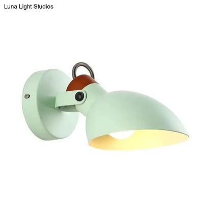 Modern mint green & red adjustable arm sconce light bedroom fixture