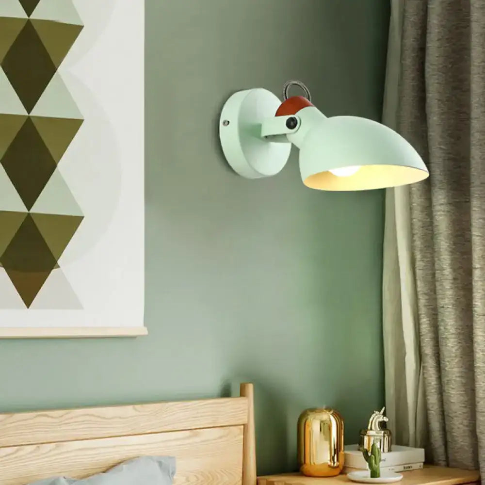 Modern mint green & red adjustable arm sconce light bedroom fixture