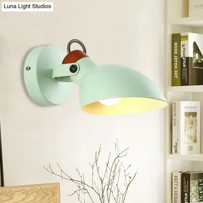 Modern mint green & red adjustable arm sconce light bedroom fixture