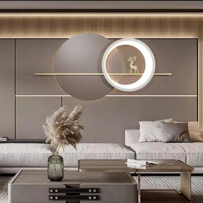 Modern moon deer wall light living room textured art decor