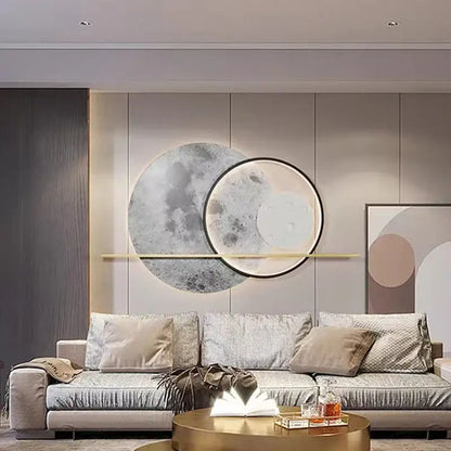 Modern moon deer wall light living room textured art decor