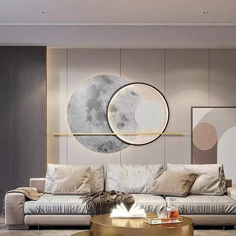 Modern moon deer wall light living room textured art decor