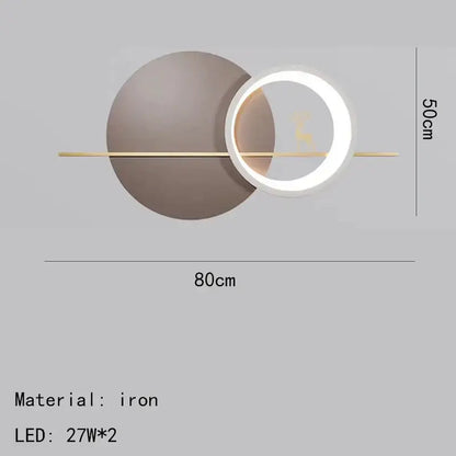 Modern moon deer wall light living room textured art decor