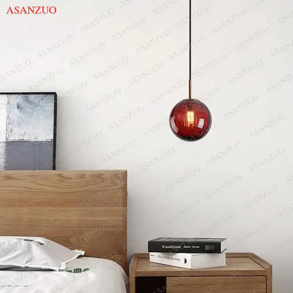 Modern multi color glass ball pendant lamp dining room set