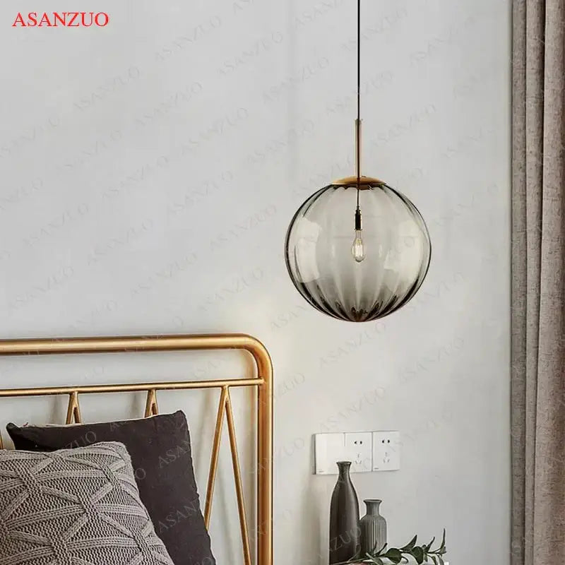 Modern multi color glass ball pendant lamp dining room set