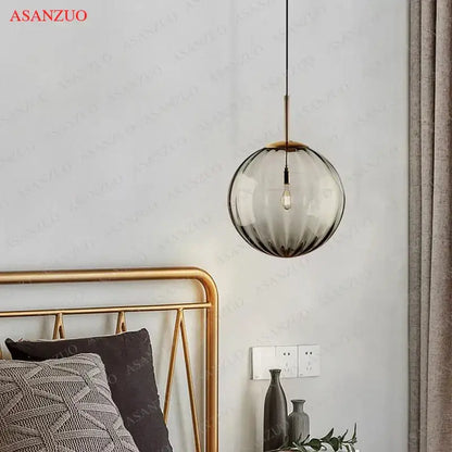 Modern multi color glass ball pendant lamp dining room set