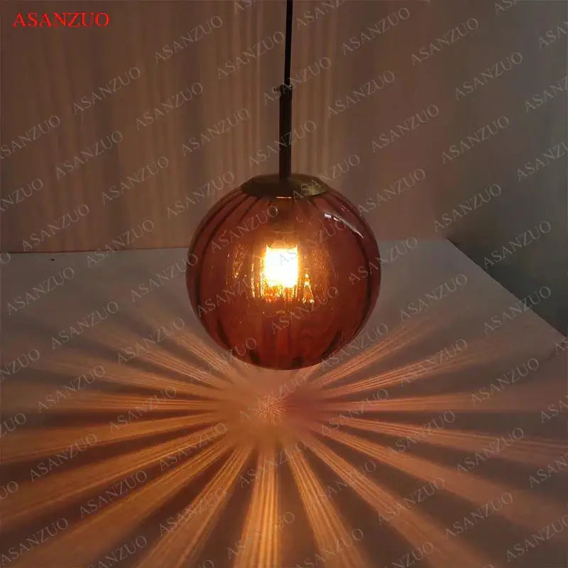 Modern multi color glass ball pendant lamp dining room set