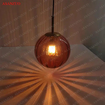 Modern multi color glass ball pendant lamp dining room set