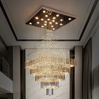 Modern multi tier crystal ceiling chandelier living room light